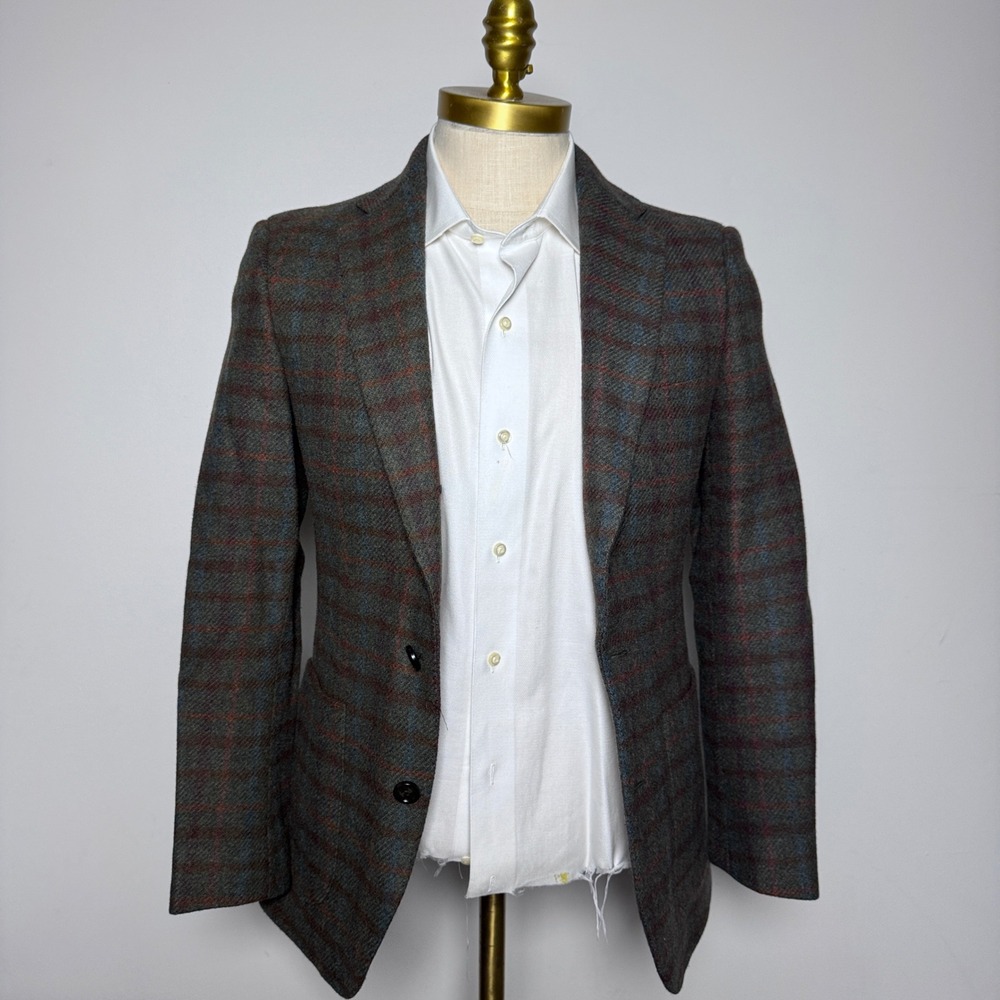 J.Crew Ludlow Blazer Mens 36S Multicolor Plaid Tweed Wool Slim Fit Sport Coat